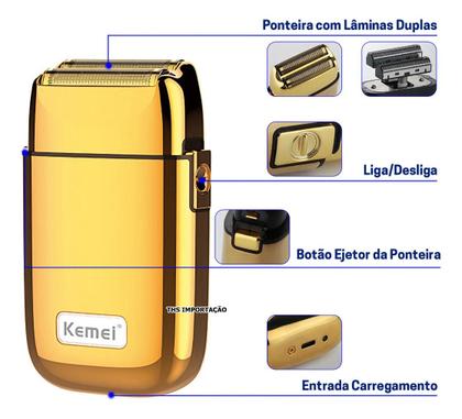 Imagem de Maquina Kemei Shaver Acabamento Km Tx1 Gold Entrega Rapida