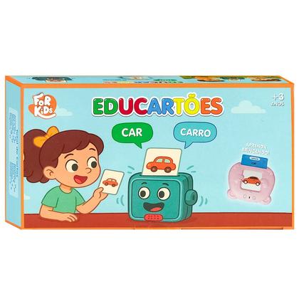 Imagem de Máquina Leitor Pedagógico Bilíngue De Cartas Educativas Infantil Com Voz E 224 Palavras