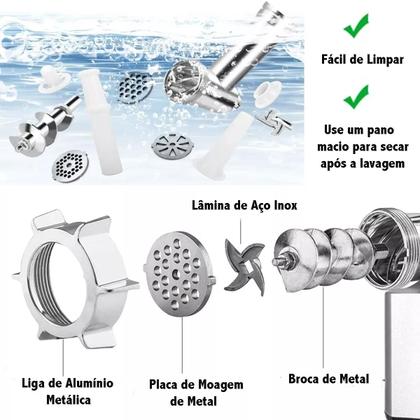 Imagem de Maquina Moer Moedor Triturador Elétrico Frango Carne Moída Portátil Lâminas Vaca Boi Pato Frango Lin