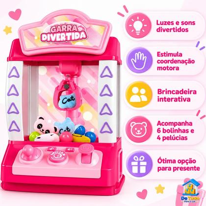 Imagem de Máquina Pegar Bichinhos Pelúcia Bolinhas Luz Som Brinquedo Garra Divertida