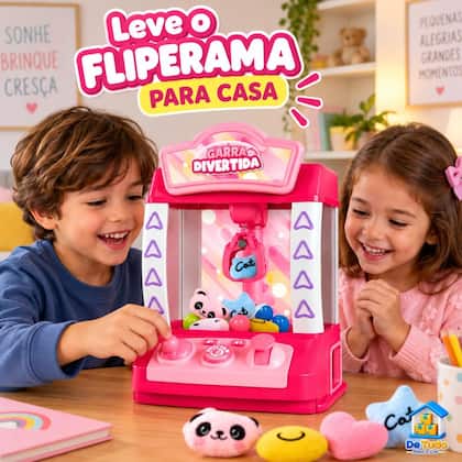 Imagem de Máquina Pegar Bichinhos Pelúcia Bolinhas Luz Som Brinquedo Garra Divertida