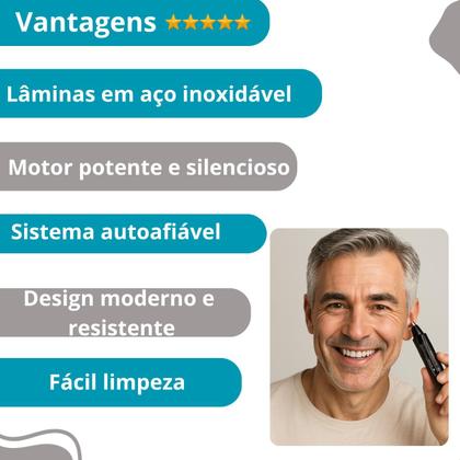 Imagem de Máquina Pelo Nariz Aparador Kemei-6511 Compacto Alta Precisão Recarregável Design Moderno Preto