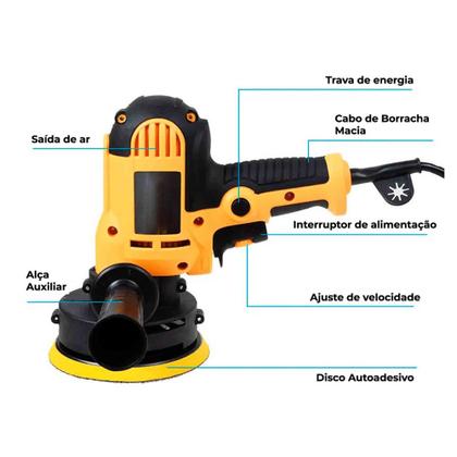 Imagem de Maquina Polidora Lixadeira Politriz Portatil 700W Polimento Pintura Polir Carro Lixar Ferramenta