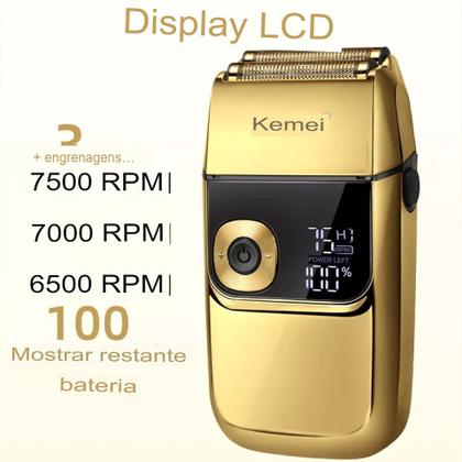 Imagem de Maquina Shaver Kemei KM-2028 Gold + Telas Reposição Extra