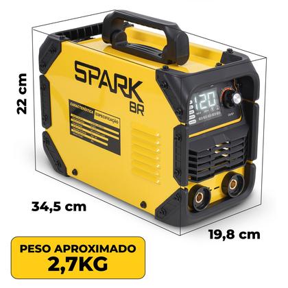 Imagem de Máquina Solda Inversora 120MMA Bivolt Painel Digital SparkBR Máscara Acessórios Portátil Alça Transporte Profissional 2,0 2,5 3,2 Eletrodos AMGW01