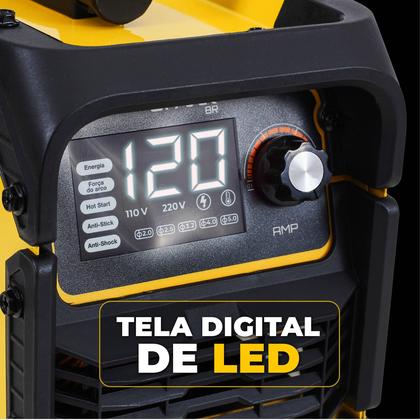 Imagem de Máquina Solda Inversora 120MMA Bivolt Painel Digital SparkBR Máscara Acessórios Portátil Alça Transporte Profissional 2,0 2,5 3,2 Eletrodos AMGW01