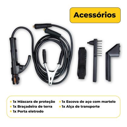 Imagem de Máquina Solda Inversora 120MMA Bivolt Painel Digital SparkBR Máscara Acessórios Portátil Alça Transporte Profissional 2,0 2,5 3,2 Eletrodos AMGW01