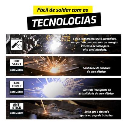 Imagem de Maquina Solda Inversora Mig Gás Flex 160a Tork 5kg Amarelo 127/220v