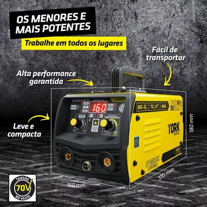 Imagem de Maquina Solda Inversora Mig Super Tork 160a Sem Gás 3 Em 1 Tig Eletrodo