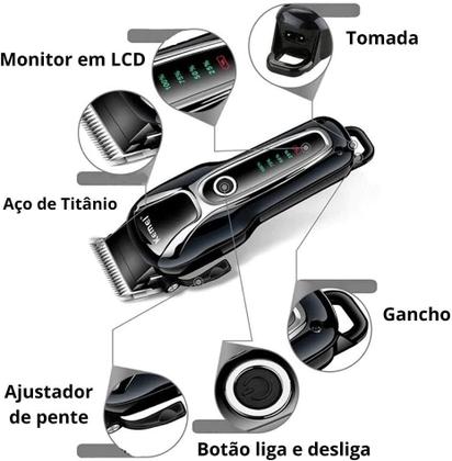 Imagem de Máquina Tosa Profissional Cachorros Sem Fio Recarregável Cor Preto Voltagem 110v/220v