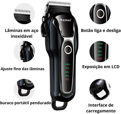 Imagem de Máquina Tosa Profissional Cachorros Sem Fio Recarregável Cor Preto Voltagem 110v/220v