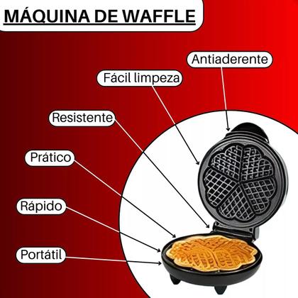 Imagem de Máquina Waffle 220v Preto Antiaderente 5 Formas Coração 700w