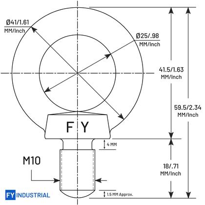 Imagem de Maquinário de elevação de aço inoxidável Eyebolt M10 (5 unidades)