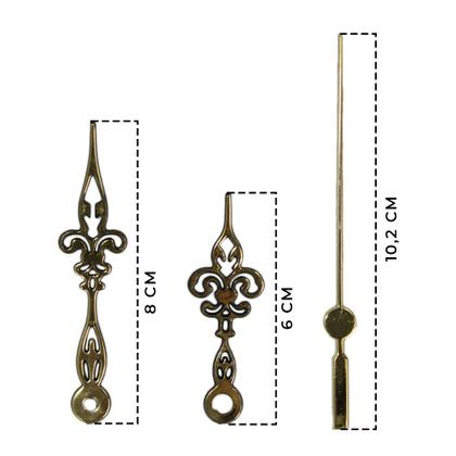 Imagem de Máquinas De Relógio 13mm Com Ponteiros E Números Arábicos Dourados - 5 Kits