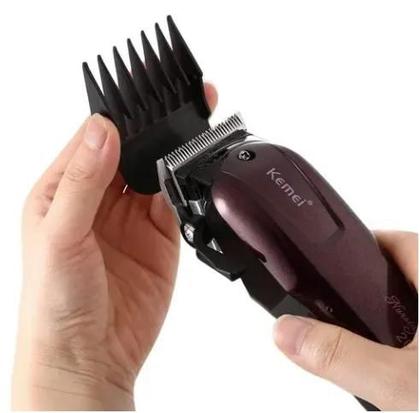 Imagem de Maquininha Barbeiro Cortador Cabelo Kemei Bivolt Profissional