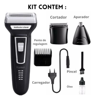 Imagem de Maquininha de raspar barba cabelo e pêlos do corpo kemei 6559 bivolt 3 em 1