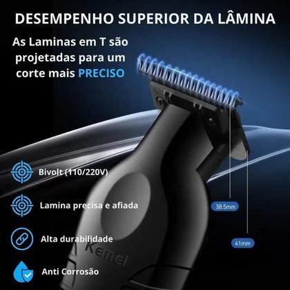 Imagem de Maquininha Kemei KM-2299 Profissional para Aparar Cabelo Barba Peito USB