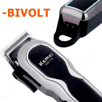 Imagem de Maquininha Maquina de Cortar Cabelo Profissional s/Fio KM119 Led Indicador