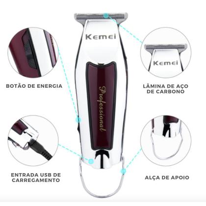 Imagem de Maquininha Profissional Acabamento P/ Barbearia Kemei 9163