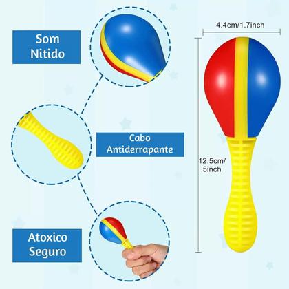 Imagem de Maraca de plastico pequena infantil colorida unidade