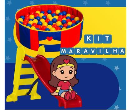 Imagem de Maravilha kit bebe escorregador piscina bolinhas diversao alegria