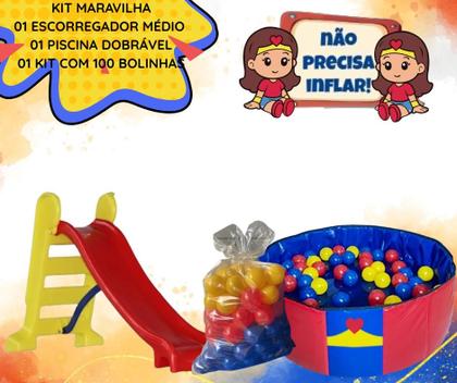 Imagem de Maravilha kit bebe escorregador piscina bolinhas diversao alegria