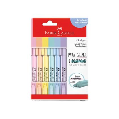 Imagem de Marca Texto Grifpen Ponta Chanfrada Faber-castell Pastel C/6 Cores