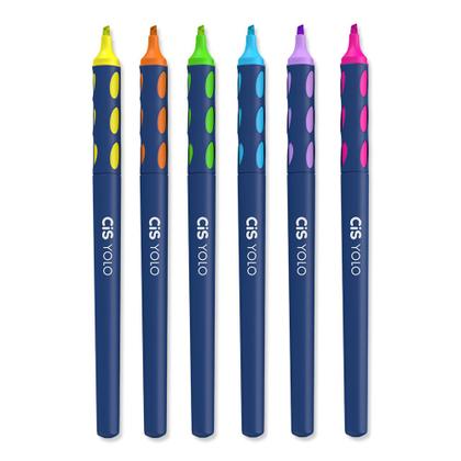 Imagem de Marca-Texto YOLO CiS Cores Vibrantes - 6 Unidades
