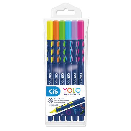 Imagem de Marca-Texto YOLO CiS Cores Vibrantes - 6 Unidades