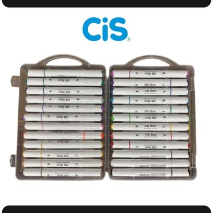Imagem de Marcador Acrílico CiS Flow Ponta Dupla 24 Cores Canetinha Ponta Dupla Tecido Cerâmica Papel Plástico