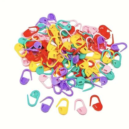 Imagem de Marcador alfinete de ponto cadeado aberto amigurumi tricô crochê 10 unidades coloridos