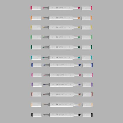Imagem de Marcador Artístico Caneta 2 Pontas Graf Duo C/ 12 Cores - CIS  Pintar  Colorir  Cores Vibrantes