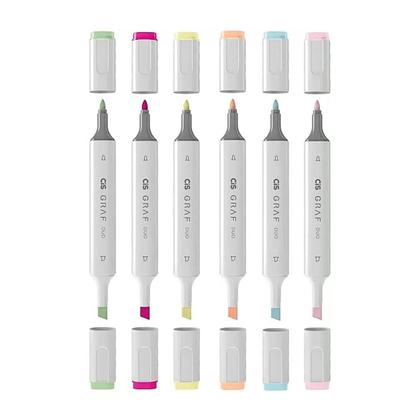 Imagem de Marcador Artístico Caneta Graf Duo Ponta Dupla 6 Cores - CIS  Colorir  Pigmentado  Cores Vibrantes