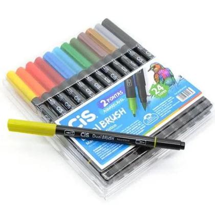 Imagem de Marcador Artistico Cis Dual Brush com 24 Cores - 7909438012285
