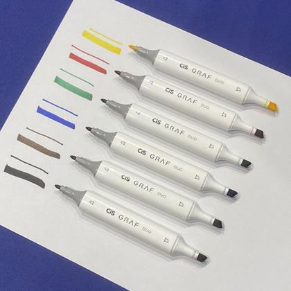 Imagem de Marcador Artistico Cis Graf Duo Cores Basicas com 6 unidades