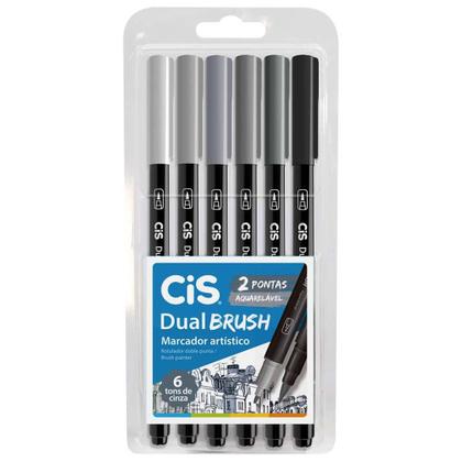 Imagem de Marcador Artístico DUAL Brush Aquarelável CiS 6 Tons Cinza
