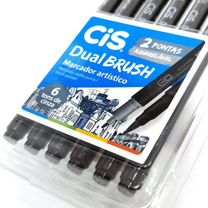 Imagem de Marcador Artístico DUAL Brush Aquarelável CiS 6 Tons Cinza