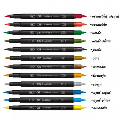 Imagem de Marcador Artístico Dual Brush Aquarelável com 12 Cores - Cis
