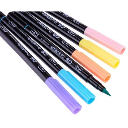 Imagem de Marcador Artístico Dual Brush Pen 2 Pontas:Tons Pastel Aquarelável 6 Cores - CIS