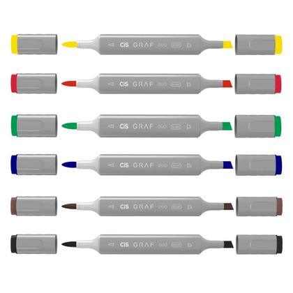 Imagem de Marcador Artístico Graf Duo Brush 6 Cores Básicas - Cis