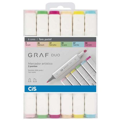 Imagem de Marcador Artístico Graf Duo Duas Pontas CiS 6 Tons Pastel