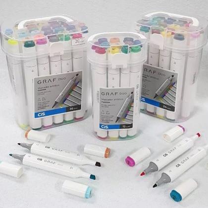 Imagem de Marcador Artístico Ponta Dupla Cis Graf Duo 24 Cores