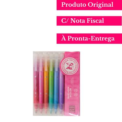 Imagem de Marcador Bicolor Ponta Dupla De Marca -Texto e Canetinha Macia 2 Em 1 Ideal Para Grifar e Pintar Rebecca Bonbon Skypaper