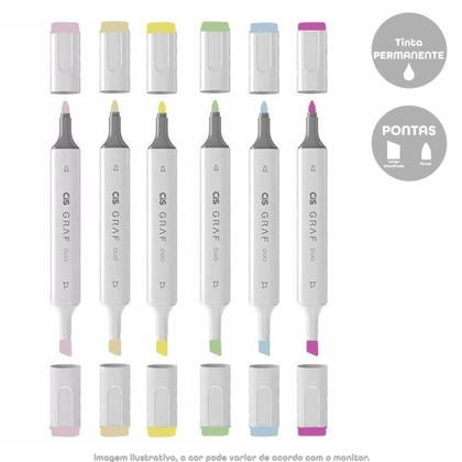 Imagem de Marcador Cis Graf Duo Brush c/6und Tons Pastel