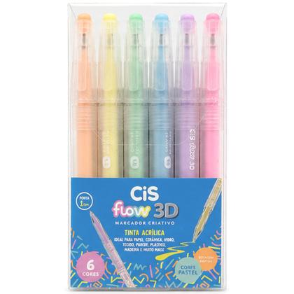 Imagem de Marcador Criativo CiS Flow 3D 1.0mm - 6 Cores PASTEL