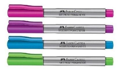Imagem de Marcador Faber Castell Multiuso Permanente 1.0mm 4 Cores