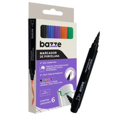 Imagem de Marcador Para Porcelana Bazze Tris Kit 7 Canetas Artesanato Decoração