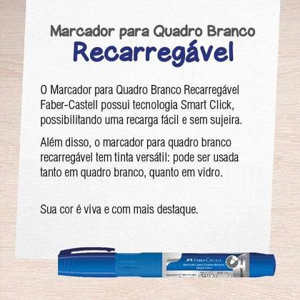 Imagem de Marcador Para Quadro Branco e Vidro Faber-Castell Recarregável + Refil Smart Click