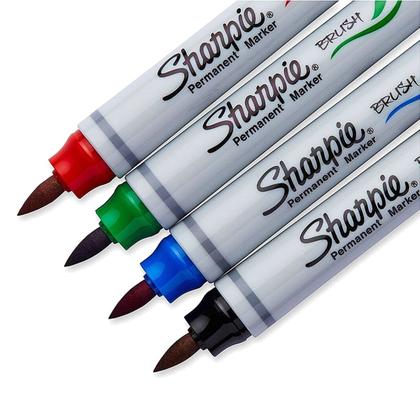 Imagem de Marcador Permanente Brush Tip Sharpie 4 Cores Sortidas