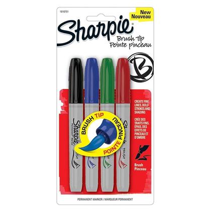 Imagem de Marcador Permanente Brush Tip Sharpie 4 Cores Sortidas